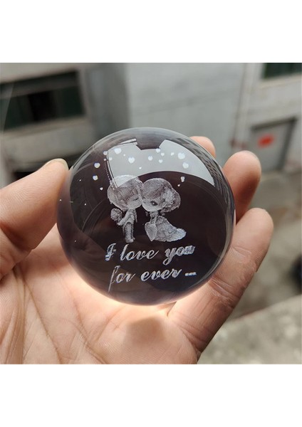 Dekoratif Aşk Temalı Işıklı Cam Küre 8cm*6cm