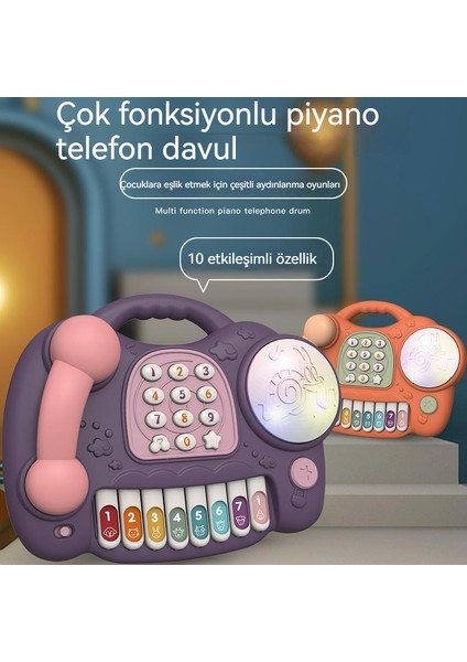 Akıllı Elektronik Piyano Telefon Davul Bebek Erken Eğitim Müzik Öğrenme Oyuncak Simülasyon Telefon Tat Davul (Yurt Dışından)