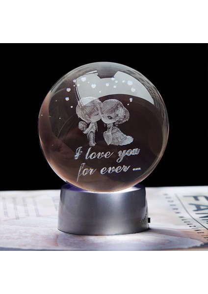 Dekoratif Aşk Temalı Işıklı Cam Küre 8cm*6cm