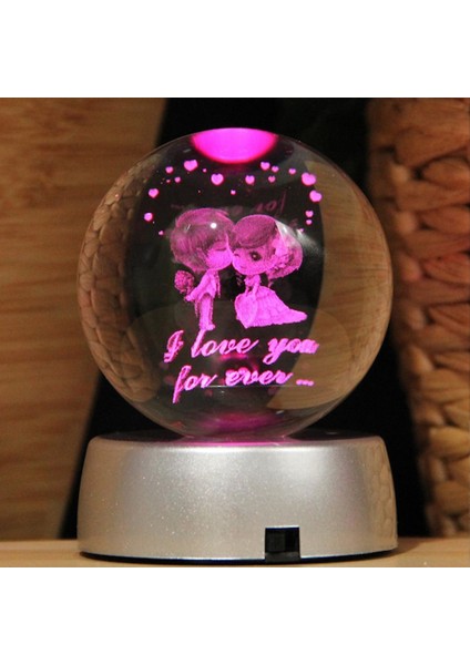 Dekoratif Aşk Temalı Işıklı Cam Küre 8cm*6cm