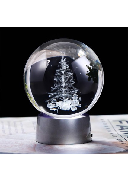 Renk Değiştiren Yılbaşı Ağacı Temalı Işıklı Cam Küre 8cm*6cm