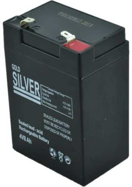 Gold Silver  El Feneri/terazi/kantar/baskül/ışıldak/ Aküsü Yeni Üretim 4V 8AH - 4 Volt 8 Amper Akü 4V 8AMPER Güç.