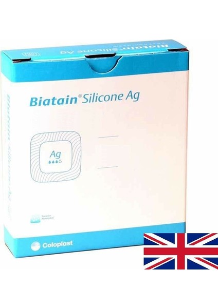 (5ADET) 39638 Biatain Silicone Ag Gümüş'lü Yapışkanlı Silikon Köpüklü Yara Örtüsü 12,5CMX12,5CM