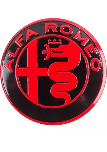 Ik Tuning Alfa Romeo Ön Arka Logo Stıcker 74 mm 2 Adet (Kırmızı-Siyah)