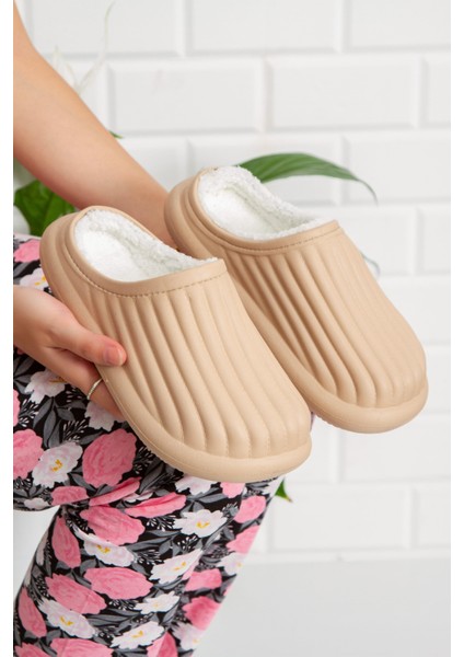 Flora Kapalı Içi Yünlü Unisex Ev Terliği Kışlık Terlik