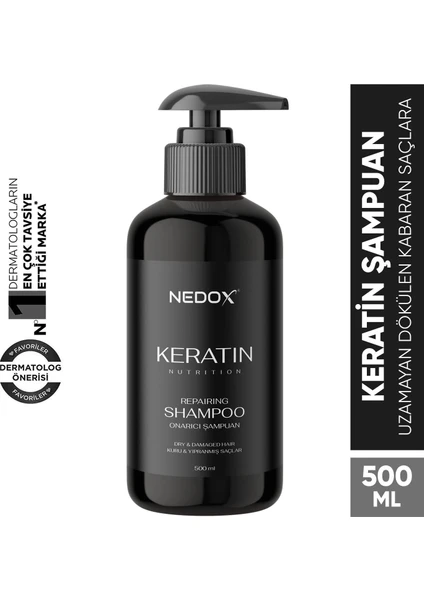 Nedox Yıpranmış Saçlar Için Keratinli Saç Bakım Şampuanı 500 Ml