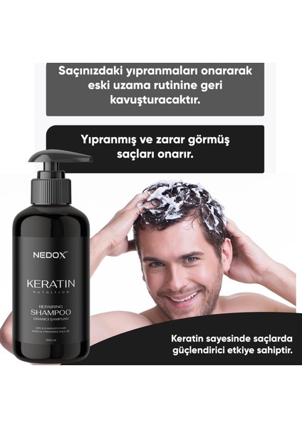 Yıpranmış Saçlar Için Keratinli Saç Bakım Şampuanı 500 Ml