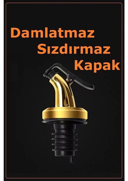 Gold 2'li 750 ml Zeytinyağı Sıvıyağ Şişesi Damlatmaz Yağdanlık Yağlık Ahşap Standlı Altın