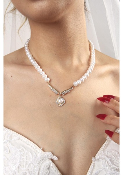 BIRINCI1926 14 Ayar Altın Kadın Rüzgar Gülü Inci Kolye modelleri