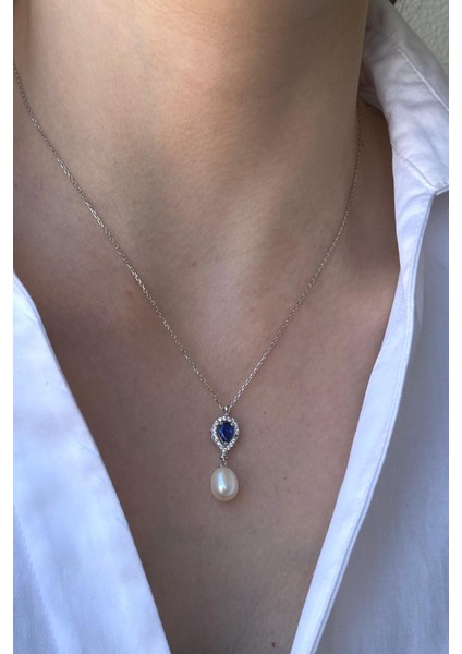BIRINCI1926 14 Ayar Beyaz Altın Kadın Damla Safir Inci Sallantı Kolye fiyatları