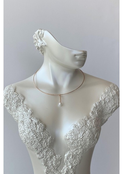 BIRINCI1926 14 Ayar Kırmızı Altın Choker Model Inci Bayan Kolye