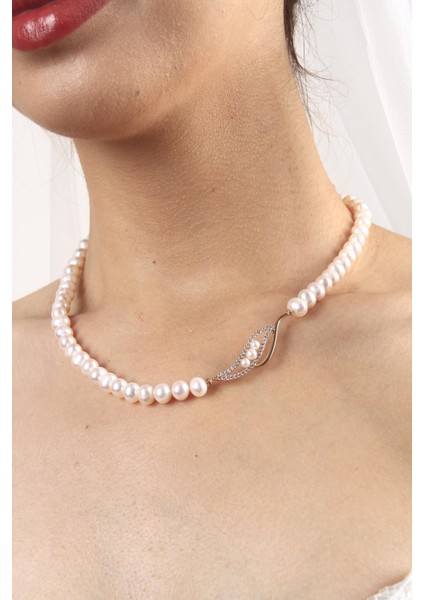 BIRINCI1926 14 Ayar Rose Altın Kadın Yaprak Taşlı Inci Kolye modelleri