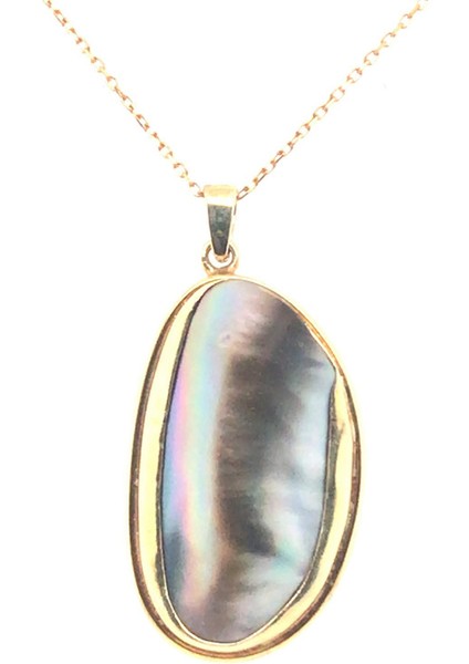 BIRINCI1926 925 Ayar Gümüş Mother Of Pearl Oval Sedef Kolye