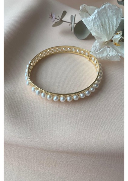 BIRINCI1926 925 Ayar Gümüş Kadın Tek Sıra Kelepçe Inci Bilezik modelleri