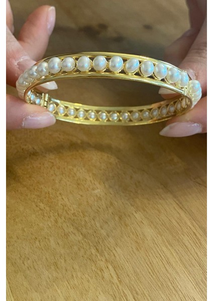 BIRINCI1926 925 Ayar Gümüş Kadın Tek Sıra Kelepçe Inci Bilezik fırsatları