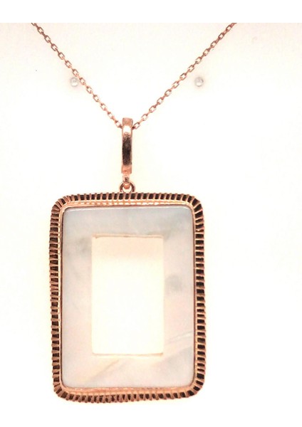BIRINCI1926 925 Ayar Gümüş Mother Of Pearl Beyaz Sedef Dikdörtgen Kolye modelleri