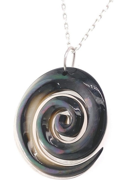 BIRINCI1926 925 Ayar Gümüş Mother Of Pearl Multicolor Sedefli Bayan Kolye