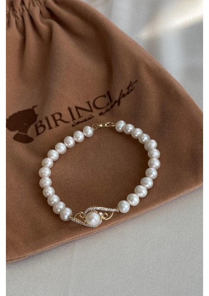 BIRINCI1926 14 Ayar Yeşil Altın Kadın Taşlı Inci Bileklik fırsatları