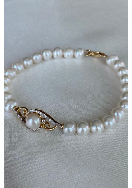 BIRINCI1926 14 Ayar Yeşil Altın Kadın Taşlı Inci Bileklik indirimleri