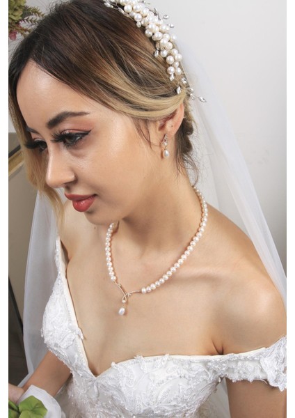 BIRINCI1926 14 Ayar Altın Kadın Yaprak Taşlı Inci Sallantılı Kolye fırsatları