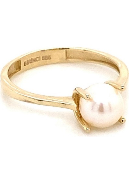 BIRINCI1926 14 Ayar Altın Tek Taş Modeli Inci Yüzük fırsatları