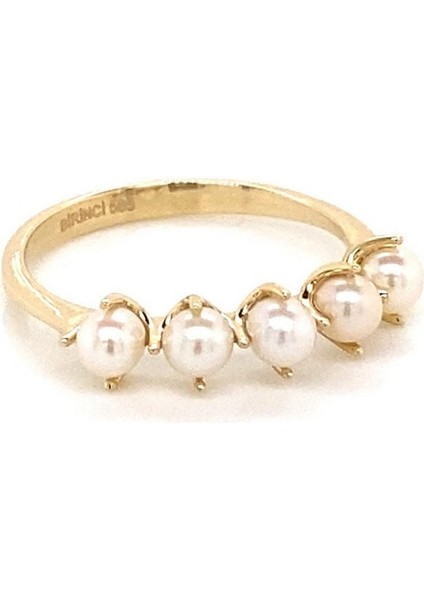 BIRINCI1926 14 Ayar Altın Beş Incili Yüzük fırsatları