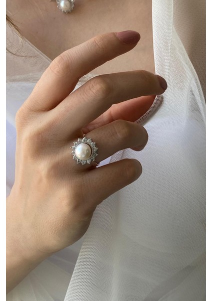 BIRINCI1926 925 Ayar Gümüş Kadın Papatya Taşlı Inci Yüzük fiyatları