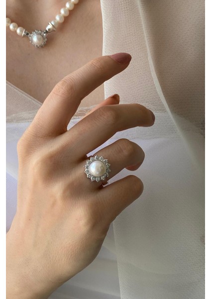 BIRINCI1926 925 Ayar Gümüş Kadın Papatya Taşlı Inci Yüzük fırsatları