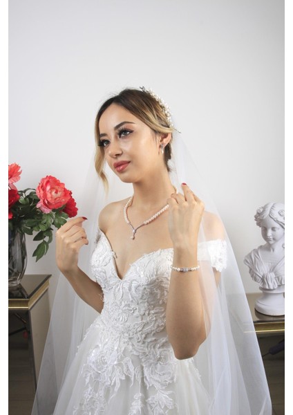 BIRINCI1926 14 Ayar Beyaz Altın Kadın Bagettaşlı Inci Set fiyatları