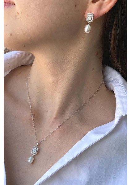 BIRINCI1926 14 Ayar Beyaz Altınkadın Baget Taşlı Inci Sallantı Set fiyatları