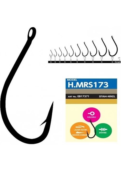 Hmrs 173 Delikli Dövme Olta Iğnesi 15'li Paket Black Nikel