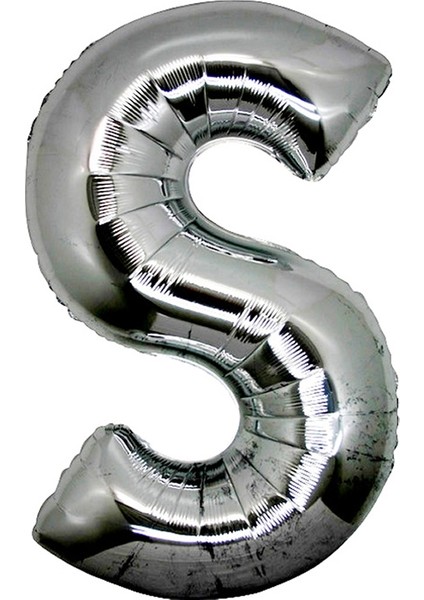 Gümüş Folyo Balon 40" Inç 100 cm S Harfi