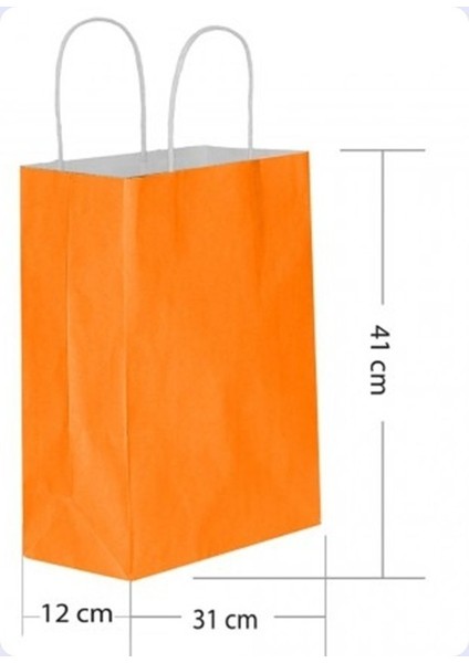 5 Li Büyük Boy 31X41 cm Büküm Saplı Kağıt / Karton Çanta-Poşet Turuncu
