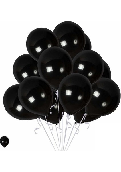 Happyland 30 Adet Siyah Metalik Parlak Sedefli Balonlar 30-35 cm