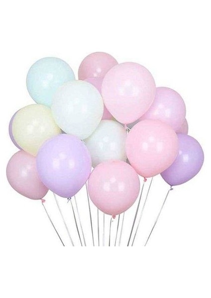 Pastel Düz Balon Makaron Balon 12 Inc Karışık Renk 20 Adet