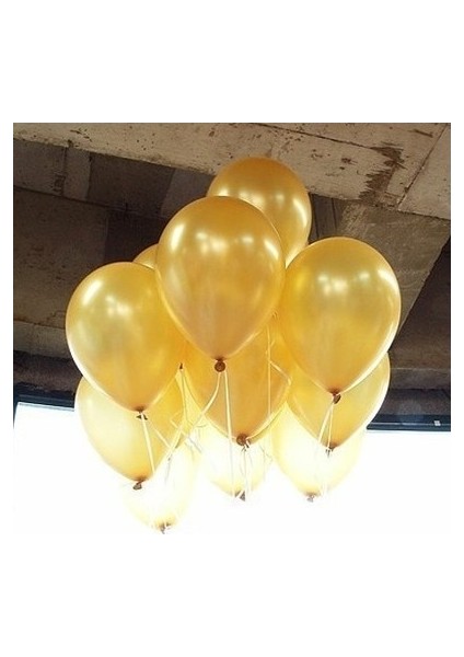 Parti Dolabı 20 Adet Metalik Sedefli Altın Dore Balon Doğum Günü Helyumla Uçan