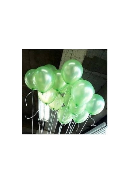 Parti Dolabı 20 Adet Metalik Sedefli Açık Yeşil Balon Doğum Günü Helyumla Uçan