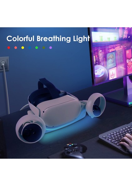 USB Manyetik Şarj Cihazı Yuva Tutucu Istasyonu Oculus Quest 2 Vr Aksesuarları Için LED Hızlı Şarj Yuvası Standı Seti (Yurt Dışından)