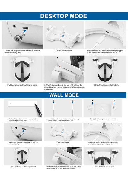 USB Manyetik Şarj Cihazı Yuva Tutucu Istasyonu Oculus Quest 2 Vr Aksesuarları Için LED Hızlı Şarj Yuvası Standı Seti (Yurt Dışından)