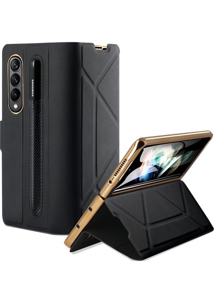 Samsung Galaxy Z Fold4 Için Katlanır Pu Deri Telefon Kılıfı - Kırmızı (Yurt Dışından)