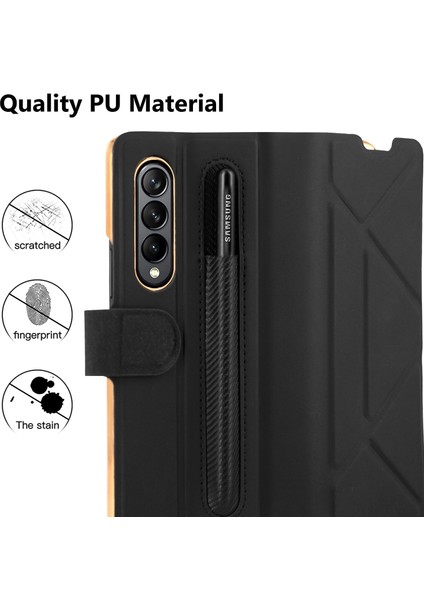 Samsung Galaxy Z Fold4 Için Katlanır Pu Deri Telefon Kılıfı - Kırmızı (Yurt Dışından)