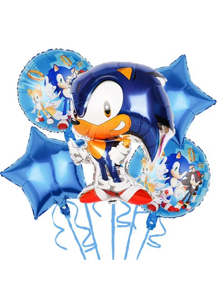 Parti Malzemesi Balon Seti Alüminyum Film Balon 5 Adet Sonic Parti Dekorasyonu (Yurt Dışından)