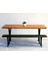 Doğal Ağaç Masif Kütük Masa 75CM x 185CM + 1 Bank Bench ( Metal Ayak ) 4