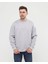 Gri Kalın Içi Polarlı Örme Bol Kesim Sweatshirt 4