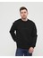 Siyah Kalın Içi Polarlı Örme Bol Kesim Sweatshirt 2