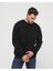 Siyah Kalın Içi Polarlı Örme Bol Kesim Sweatshirt 1