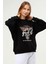 Siyah Baskılı Şardonlu Sweatshirt 1