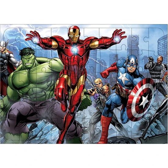 Tablomega Ahşap Mdf Puzzle Yapboz Marvel Süper Kahramanlar 50 Parça 35*50 cm