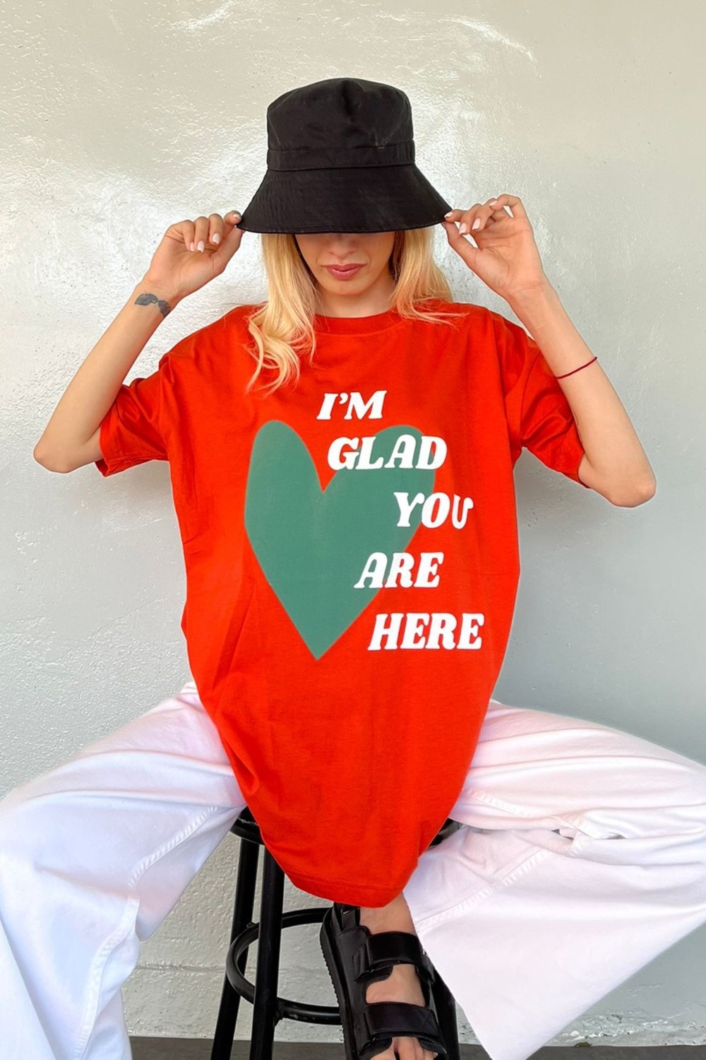 Madmext Mad Girls Turuncu Baskılı Tişört Mg1202