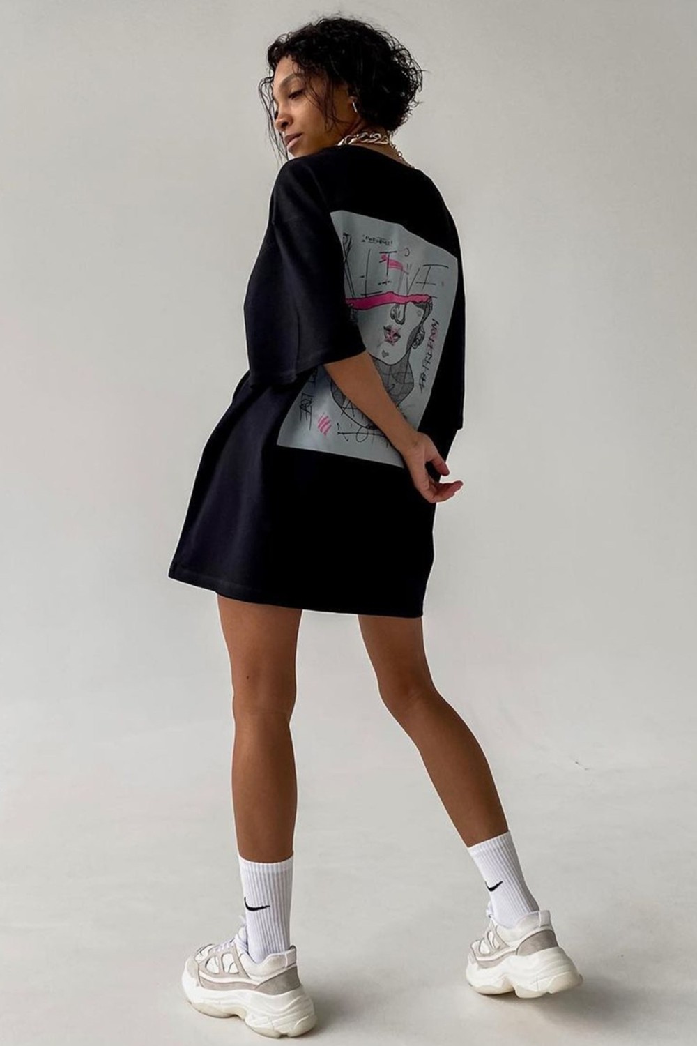 Madmext Füme Baskılı Oversize Tişört Mg1491 görsel 7